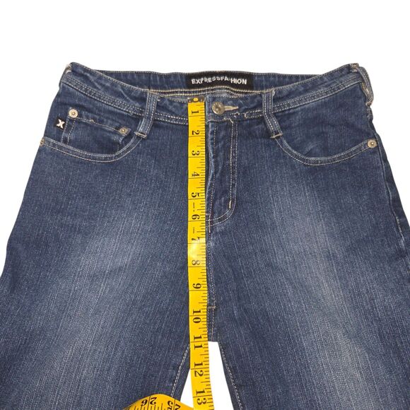 Express Fashion Stretch Denim Blue Jeans Fit And Flare Size 5/6R 28in Inseam - Picture 9 of 12